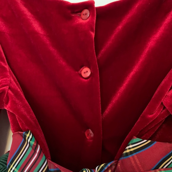 Christmas tartan pattern red dress with velvet top - Picture 11 of 13
